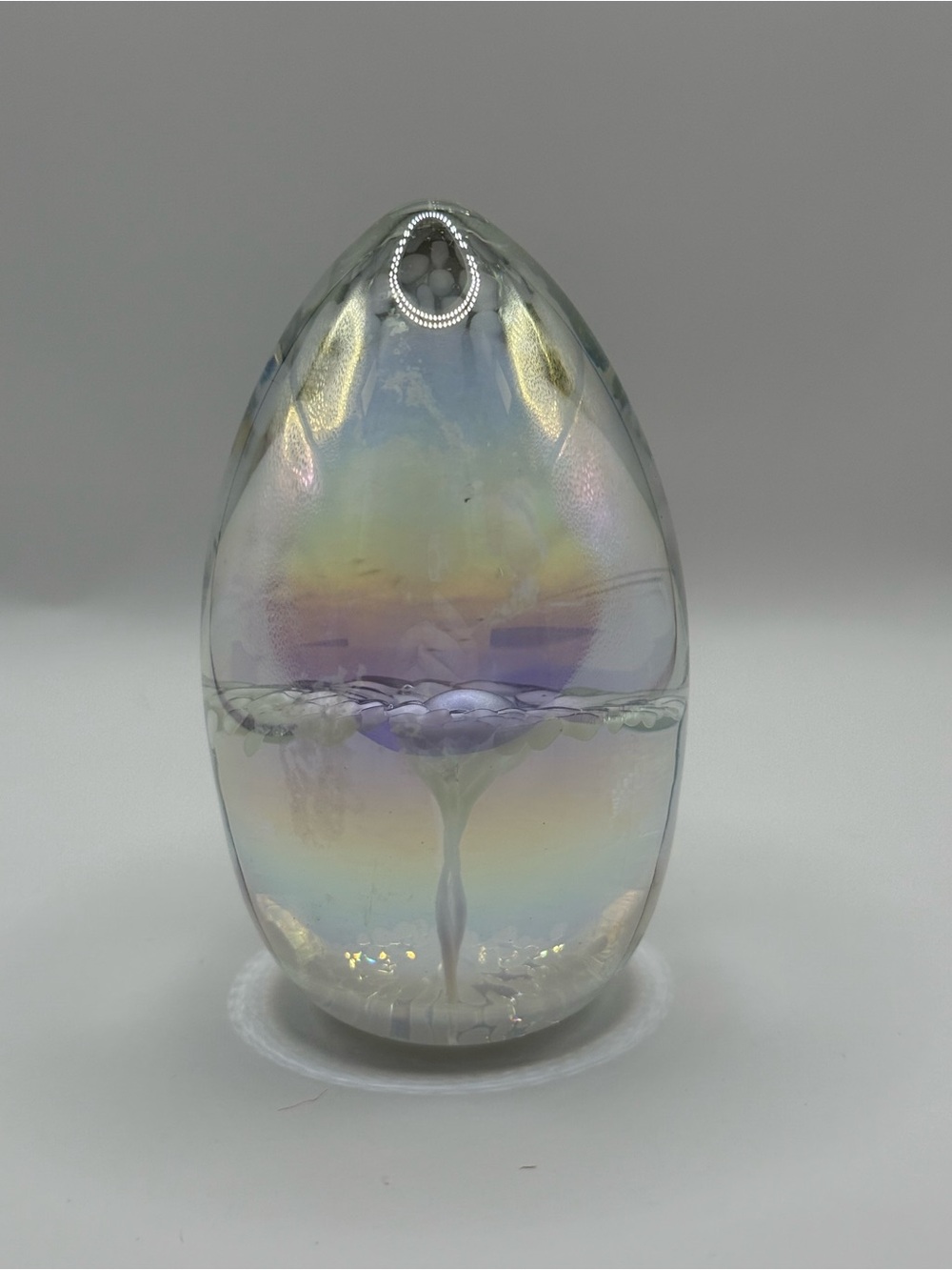 Egg-shaped Iridescent Glass Paperweight